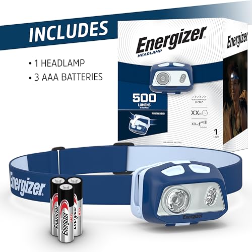 Energizer LED Headlamp Pro360, Extra Headband Included, IPX4 Water Resistant Headlamps, High-Performance Head Light for Outdoors, Camping, Running, Storm, Batteries Included