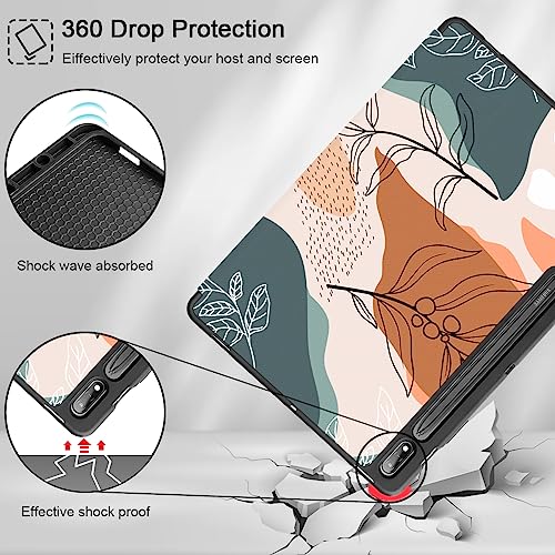 Tuiklol Case for Samsung Tab S8 Plus 2022 & S7 FE 2021 & S7 Plus Release 12.4 inch Cover Slim TPU Back Protective with Pencil Holder & Trifold Stand and Auto Wave/Sleep for Tab S8 Case，Moon