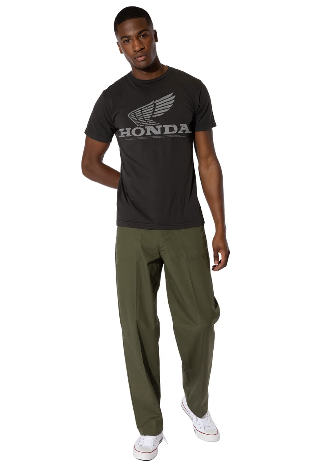 Honda Vintage Wing Shirts for Men, Short Sleeve T Shirt, Officially Licensed (Large) Black
