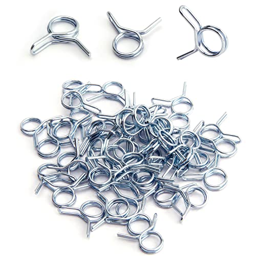 Yinpecly Double Wire Spring Hose Clamp 12mm(ID) Double Wire Fuel Line Silicone Hose Tube Spring Clips Silver Tone 20PCS