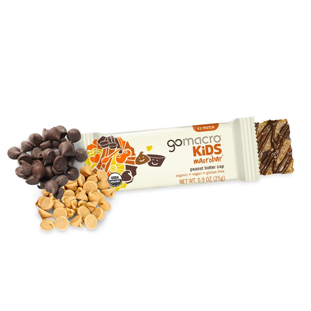 GoMacro Kids MacroBar Organic Vegan Snack Bars - Peanut Butter Cup (0.90 Ounce Bars, 7 Count) (Packaging May Vary)