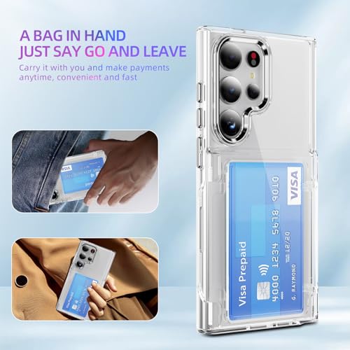 TORRTOWAY Wallet Case for Galaxy S24 Ultra Case Wallet Case with Card Holder Kickstand Card Holder Clear Soft TPU Shockproof Cover Protective Case for Samsung Galaxy S24 Ultra Phone Case (Clear)
