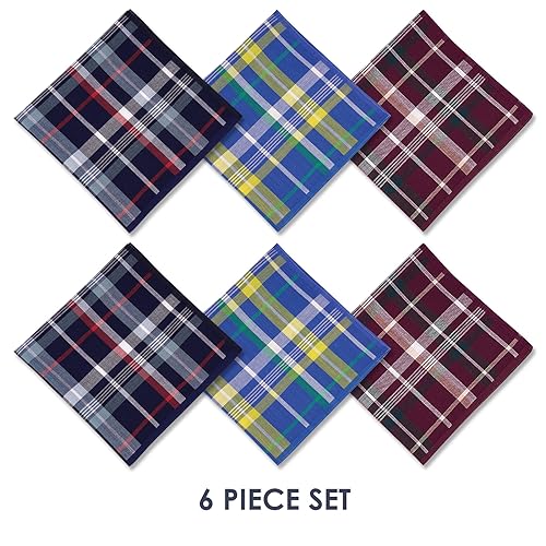 Selected Hanky 100% Cotton Men's Handkerchief 6 Piece Gift Set