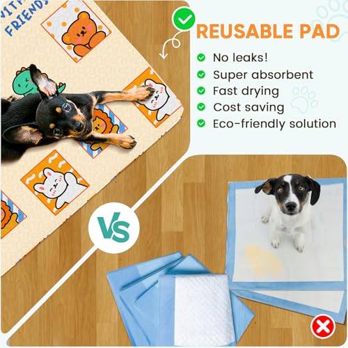 PJYucien Washable Pee Pads for Dogs, 36" x 36"Reusable Pee Pads for Dogs, Super Absorbent Puppy Training Pads, Dog Pads Non-Slip, Designed for Dog cate, Whelping Pad, Potty Training.