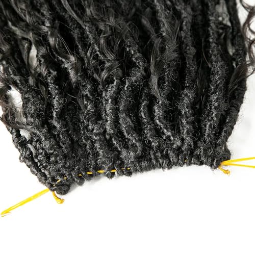 ARUKIHAIR Crochet Dreadlocks Braiding Hair With Human Hair Curls Pre Looped Boho Goddess Locs Crochet Hair Dreadlocks Curly Full Ends Hair Extensions For Black Women Natural Color 18 Inch 24 Locs