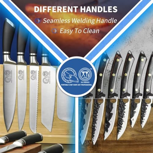 XYJ 8-Piece Stainless Steel Knife Set with Sheath & Bag - Professional Chef's Knives for Meat, Vegetable & Kitchen Tasks, Ergonomic Handles for Comfortable Cutting