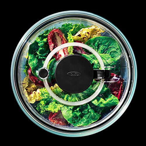 OXO Good Grips Glass Salad Spinner, Large/6.22 Quart, Clear