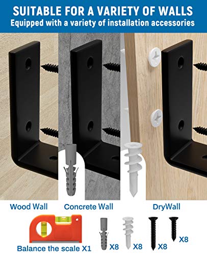 LEOPO 8 inch 12 Pack Shelf Brackets for DIY Floating Shelf, 1/5 inch Thick Heavy Duty Bracket