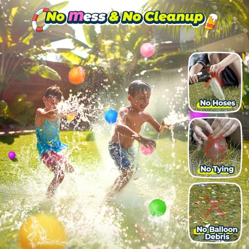 SOPPYCID 16Pcs Reusable Water Balloons for Kids, Pool Beach Water Toys for Boys and Girls, Summer Toy for Outdoor Games