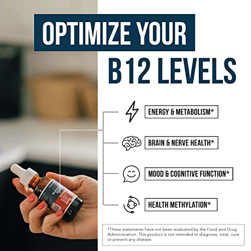 BioActive Vitamin B12 5000 mcg | Contains 3 BioActive B12 Forms Plus Methylfolate Cofactor - Methyl B12, Adenosyl B12 & Hydroxy B12 | Sublingual Form, Cherry Flavor, Organic, Vegan (60 Servings)