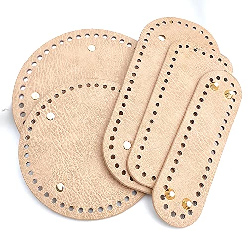 1 Pc DIY Bags Bottom Mat Pad Crochet Bags Bottom with Holes for DIY Bag Making (Apricot, Oval 1.97"×7")