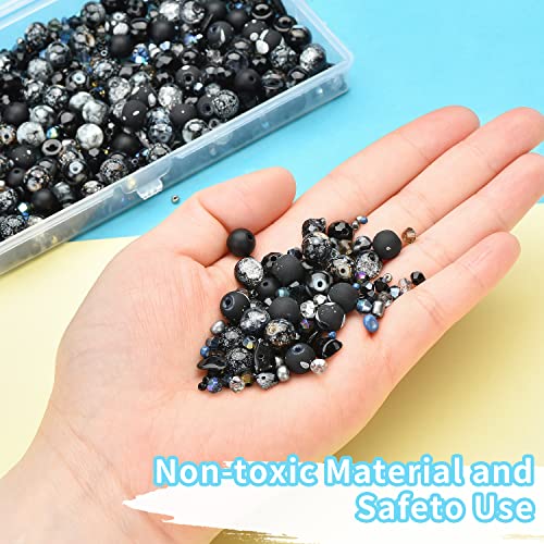 Glass Beads for Jewelry Making, 900pcs Red Beads Jewelry Making kit, 8mm Round Assorted Beads with Bicone Beads and Seed Beads for Bracelet Making