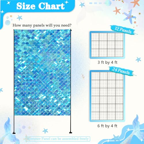 Shimmer Wall Backdrop Mermaid Panel - Glitter Panels 4ftx6ft Fish Scales Balloons Kit for Birthday Anniversary Engagement Bachelorette Parties Decorations