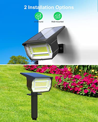 LOTMOS Solar Spot Lights Outdoor - [1 Pack/72 LED/3 Modes] 2-in-1 Solar Landscape Spotlights, Auto On/Off IP67 Waterproof Solar Powered Wall Lights for Front Door, Backyard, Garage, Deck(Cool White)