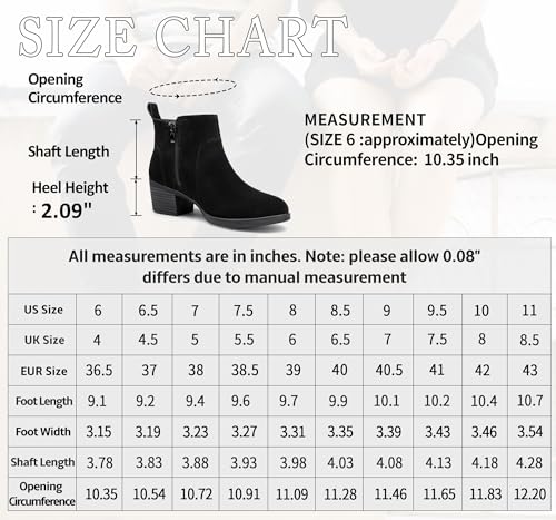 Vepose Women's 9003 Suede Leather Ankle Boots, Thick Heeled Booties, Black, Size 6.5 US -with Two Zip for Lady(CJY9003 Black 06.5)