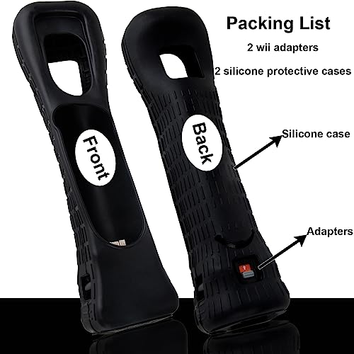 Machine-Ya 2 Pack Wii Motion Plus Adapter,with Silicon Case for wii Remote Controller- External Remote Motion Plus Sensor Controller Wii U Motion Plus (Black)