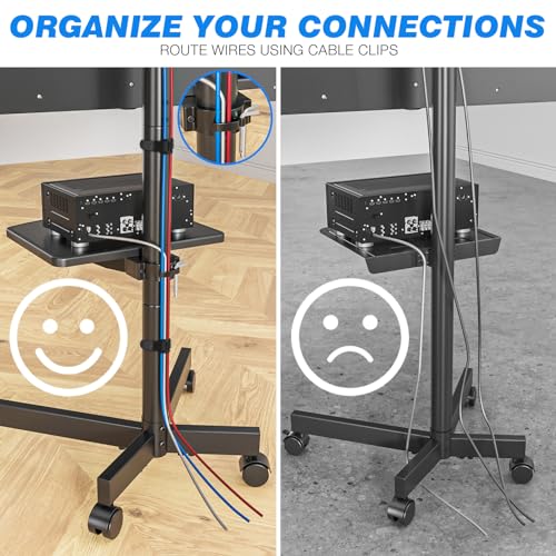 Rfiver Mobile TV Cart for 23-60 Inch LCD LED Flat Panel Curved Screen TVs up to 88 lbs, Height Adjustable Shelf Rolling Floor Stand with Wheels as a Movable Portable Stand, Max VESA 400x400mm