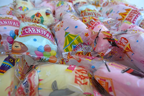 Lupy Lups! Cotton Candy Bags Carnival Desing - Assorted Flavors- Individual Package Big Bulk 0.53 oz each - Pastel Candy for Stocking, Treats, Party Favors, Buffet table Pinata (Carnival 24 Pack)