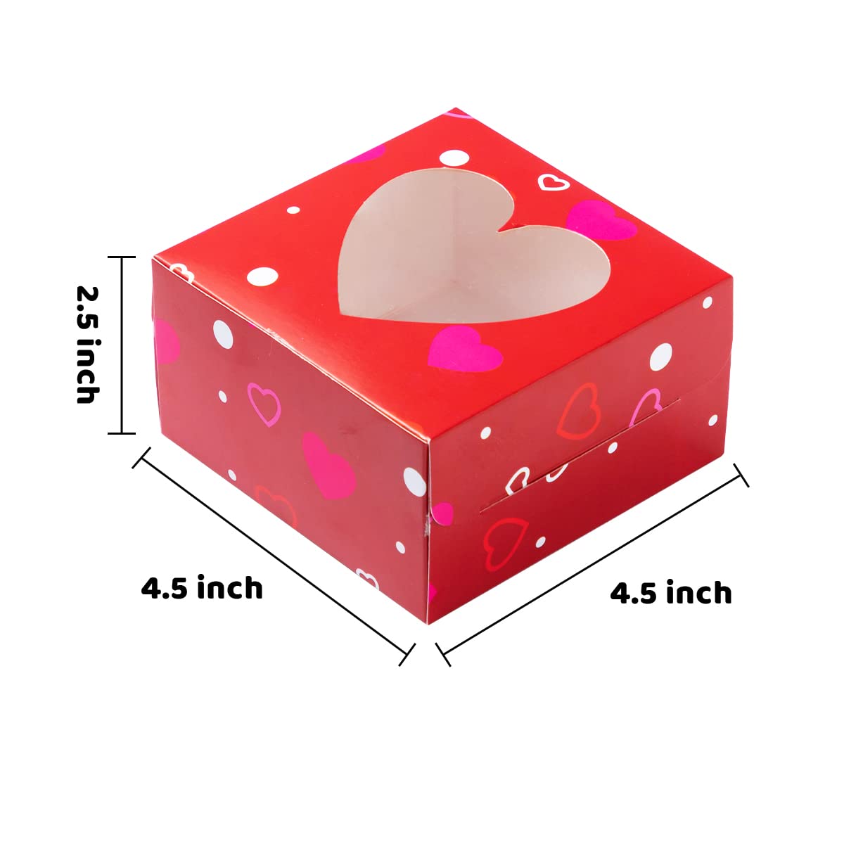 JOYIN 24 Pcs Valentine’s Day Bakery Treat Boxes Valentines Cupcake Boxes Cookie Boxes with Window for Holiday Pastries, Doughnut, Cookie, Cupcakes, Brownies, Truffles Gift Giving