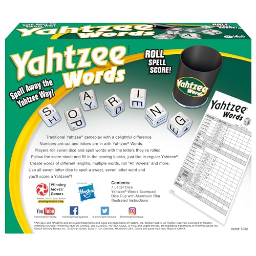 Winning Moves Yahtzee Words Games USA, Family Word Game Version of Yahtzee for 2 or More Players, Ages 8+