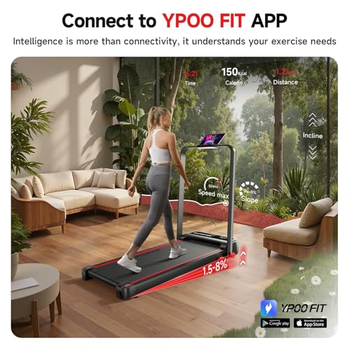 RHYTHM FUN Walking Pad Treadmill with Incline, 8% Incline Walking Treadmill, 300 lbs Foldable Treadmills with Handles for Home Office Use, Under Desk Compact Walking Pad