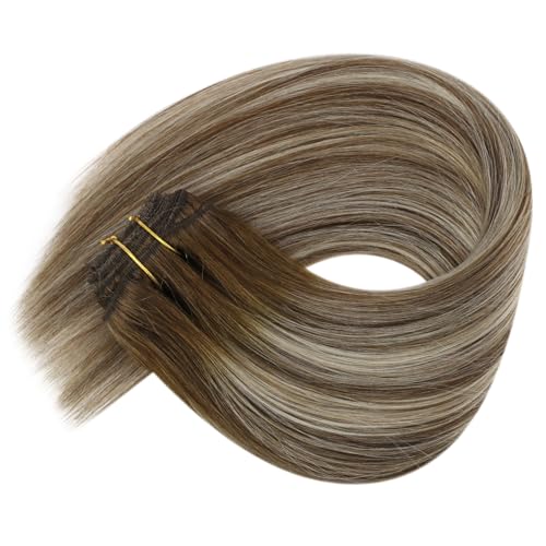 Ve Sunny Brown Clip in Hair Extensions Real Human Hair 120g Chocolate Brown Clip on Hair Extensions Thick End Brown Hair Extensions Clip in Human Hair Color 4 14inch 7pcs