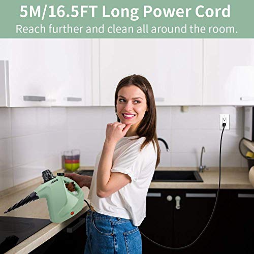 Kiato Handheld Steam Cleaner, 10 in 1 Handheld Steamer for Cleaning, Upholstery Steam Cleaner for Surface Cleaning Home, Sofa, Car, Office, Green