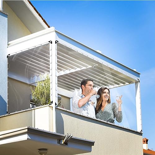Clear Tarp with Grommets,3x6ft Transparent Heavy Duty Water Resistant Tarp Cover with Reinforced Edge,14Mil Thickened Tear Resistant PVC Vinyl Tarpaulin Enclosure for Patio,Porch and Outdoor