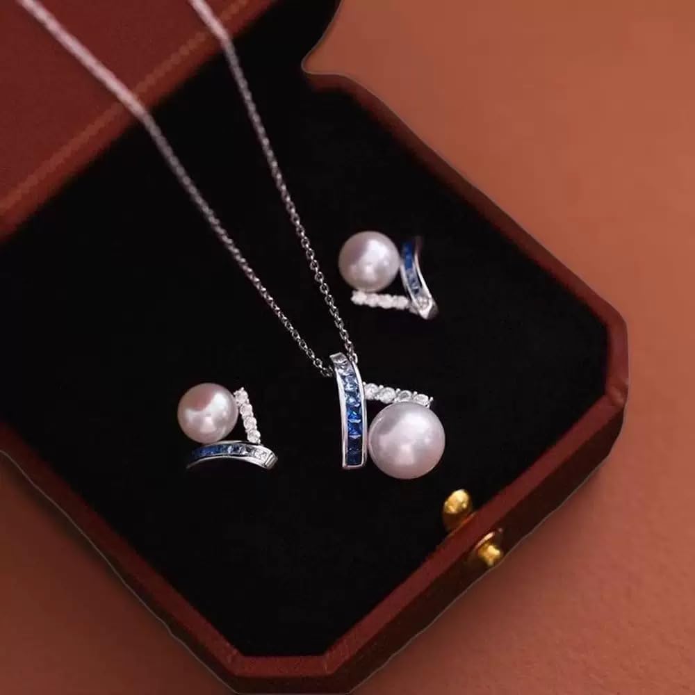 NONNYL Gift for Women Wife- Mothers Day Gifts for Mom Her Couples Present Girlfriend, Gift for Wife Women Birthday Wedding Anniversary Jewelry Christmas Day Valentine's Gifts- Pearl Necklace Earrings