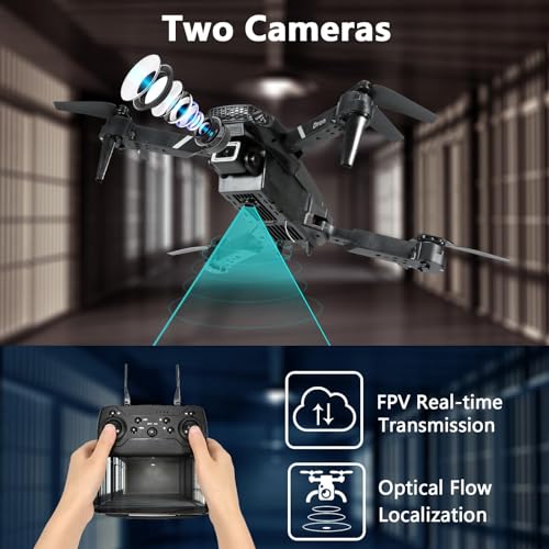 FLYVISTA Mini Drone with Camera for Adults Kids, 1080P WiFi FPV Camera Drone with 3 Batteries, One-Click Take Off/Landing, Altitude Hold, Headless Mode, 360° Flips, 3-Gear Speeds, Emergency Stop, Carrying Case, Toys Gifts for Kids and Adults Beginner