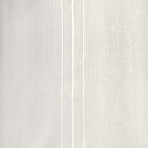 Exclusive Home Penny Sheer Embellished Stripe Grommet Top Curtain Panel Pair, 54x84, Off White