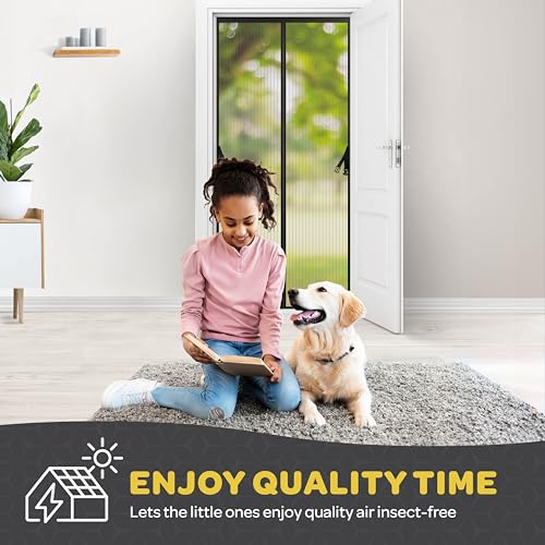 Hands-Free Magnetic Screen Door, Heavy Duty, Self Sealing Screen Door Mesh Protector, Pet and Kid-Friendly, Stay-Open Buckle, Keeps Bugs Out While Letting Nature in, Fits Door Size (30" x 80")