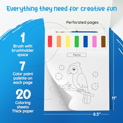 Paint with Water Coloring Books for Toddlers: 3 Books, Mess Free Kids Watercolor Painting Activity Kit - Arts and Crafts for Kids Ages 2 3 4 5 6 Years Old