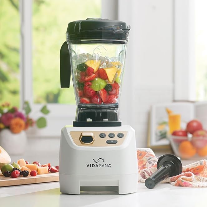 Zenith Deals Princess House Vida Sana Blender for Smoothies, Soups, Dips and More, 1500 Watts, Stainless Steel Blade, 4 Preset Functions, Large, Grey, Professional Blender, Easy Clean (White)