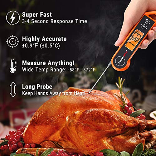 ThermoPro TP19H Digital Meat Thermometer for Cooking with Ambidextrous Backlit and Motion Sensing Kitchen Cooking Food Thermometer for BBQ Grill Smoker Oil Fry Candy Instant Read Thermometer