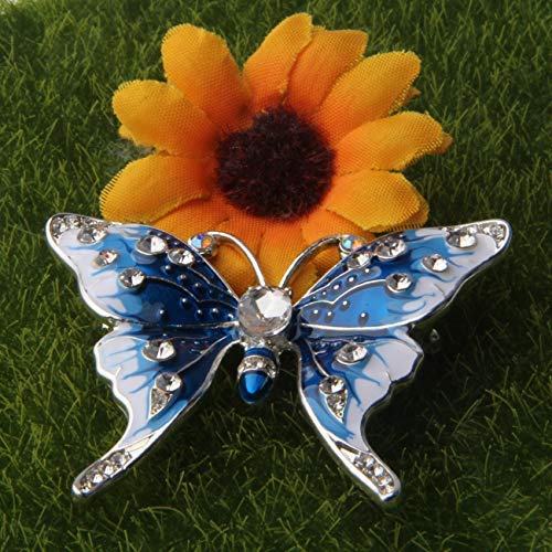 FEELMEM Crystal Rhinestone Butterfly Brooch Pin Blue Color Butterfly Brooches for For Women Girls Wedding/Banquet/Birthday Party (red)