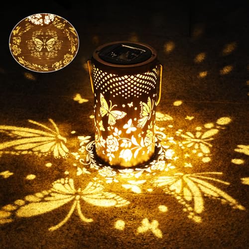 Fabuday Sun Moon Outdoor Solar Lantern Waterproof - Hanging Solar Power Lights Led for Outside, Garden Decor for Patio, Porch, Balcony, Yard and Deck, Stars Decorations Gifts for Women Mom