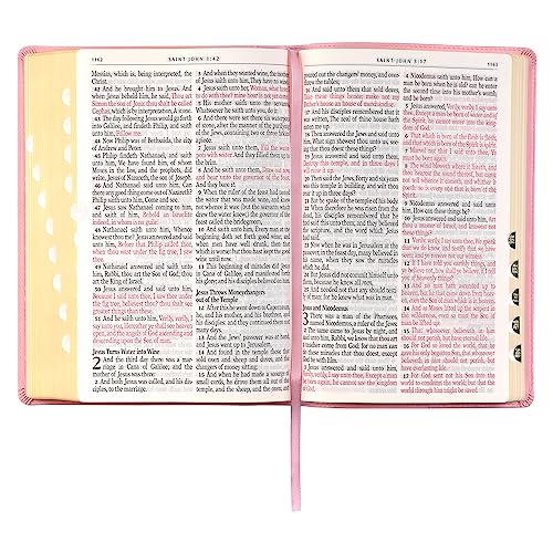 KJV Holy Bible, Giant Print Full-size Faux Leather Red Letter Edition - Thumb Index & Ribbon Marker, King James Version, Pink (KJV Giant Print Full Size Bible)