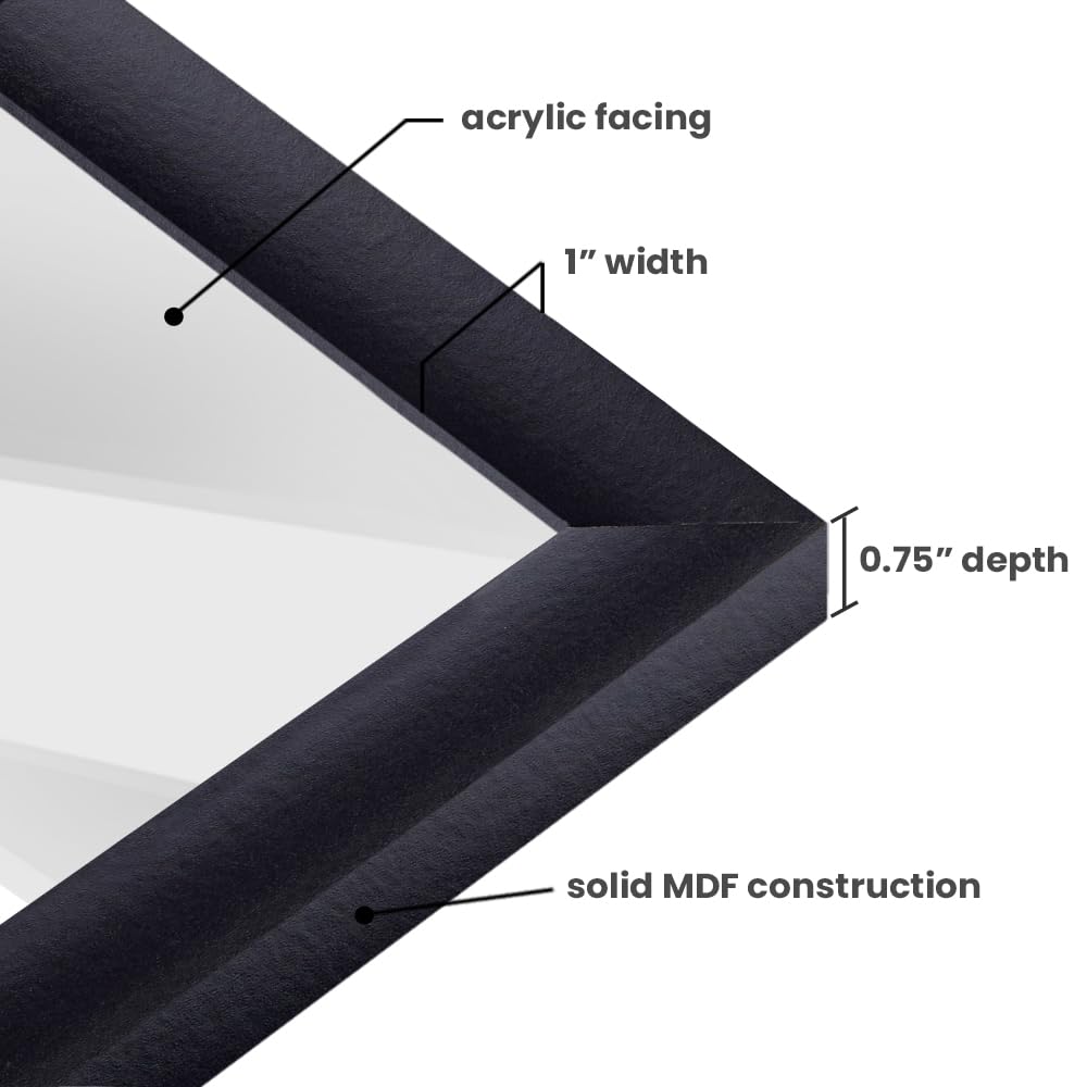 Craig Frames 18x24 Poster Frame | Contemporary 1" Premium Matte Black | High Clarity Acrylic (Plexiglass)