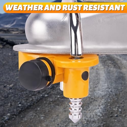 Turnart Trailer Lock, Hitch Lock, Trailer Hitch Lock, Trailer Coupler Lock, Trailer Tongue Lock, Adjustable, Heavy-Duty Steel, Universal Size Fits 1-7/8", 2", and 2-5/16" Couplers (Yellow-A)