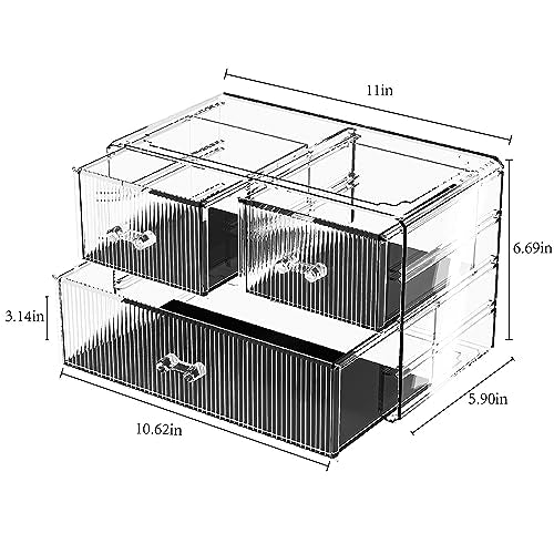 ZHIAI Stackable Storage Drawers, Acrylic Bathroom Counter Organizer Clear Makeup Organizers for Vanity, Kitchen Cabinets, Bathroom, Undersink, Home Organization and Storage (3 Drawers, Pattern A)