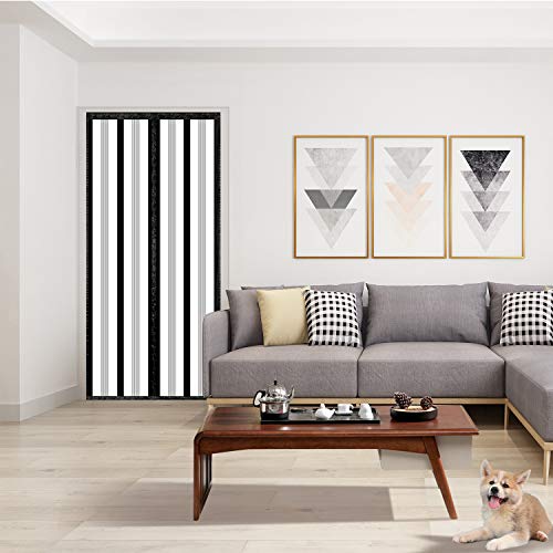 Magnetic Insulated Door Curtain, Thermal Door Cover Screen Door Self-Closing Privacy Magnetic Screen Door Hands Free for Patio, Kitchen, Bedroom, Air Conditioner Room, Fits Doors up to 34" x 80"