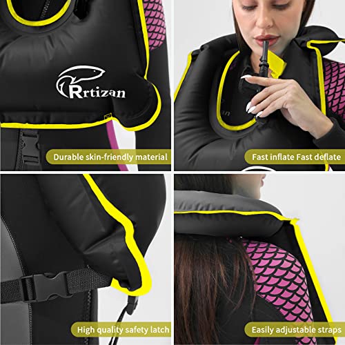 Rrtizan Snorkel Vest, Adults Portable Inflatable Swim Vest Jackets for Snorkeling Swimming Diving Safety(Back)