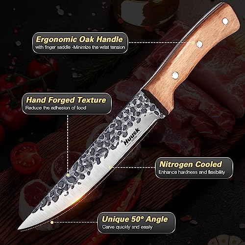 Huusk Butcher Knife for Meat Cutting,Japanese Boning Knife Meat Cleaver Knife with Sheath,Japan Chef Knife for Kitchen and Outdoor, Thanksgiving Christmas Gift for Dad