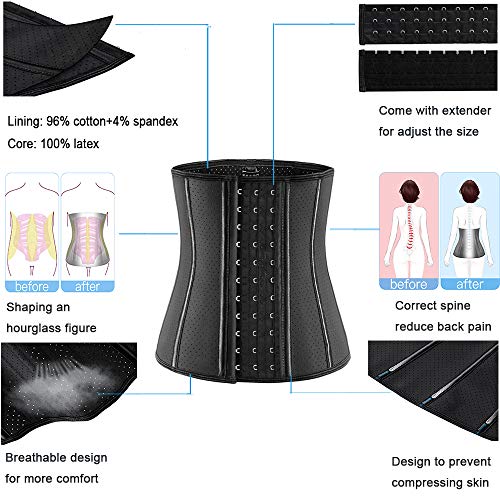 ECOWALSON Waist Trainer for Women Corset Cincher Body Shaper Girdle Trimmer with Steel Bones Extender