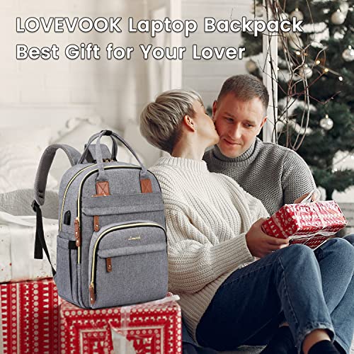 LOVEVOOK Laptop Backpack Purse for Women, Unisex Large Capacity 17 Inch Travel Anti-theft Bag, Work Business Computer Bags backpack, Casual Hiking Daypack with Lock, Navy