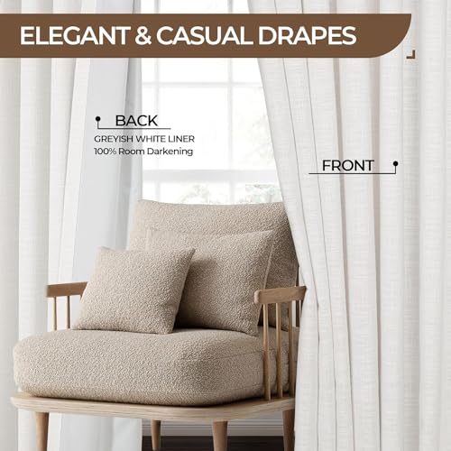 INOVADAY Blackout Curtains Pinch Pleated Linen Curtains 2 Panel Set, W40 x L95, Rust Brown