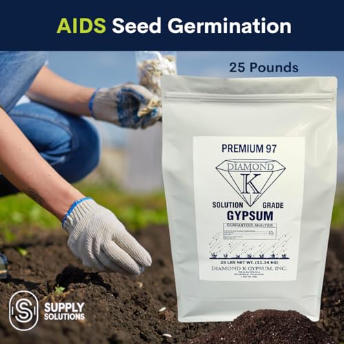 Supply Solutions Gypsum Powder - Purest and Soluble Houseplant Food Fertilizer for Indoor Plants, Outdoor, Lawn, Vegetables - Indoor Plant Nutrients, Improve Plant Growth (25 Pounds)