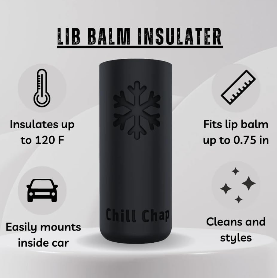 Generic Chill Chap - Insulated Lip Balm Mount - Premium interior car accessory - Keep Your Chapstick Handy and upright! - Great low-cost gift, Black