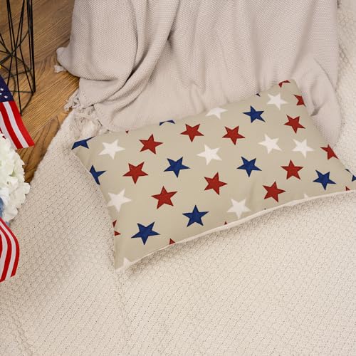 AACORS 4th of July Pillow Covers 18x18 Inch Blue Red White Stars Decor Patriotic Holiday Pillow Case Independence Memorial Day Decorations Outdoor for Sofa Couch AA545-18